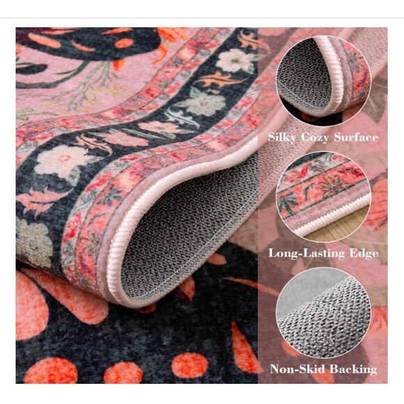 Butterfly 5x7 Machine Washable Rug Ultra-Thin Non Slip Low pile - Picture 5 of 8